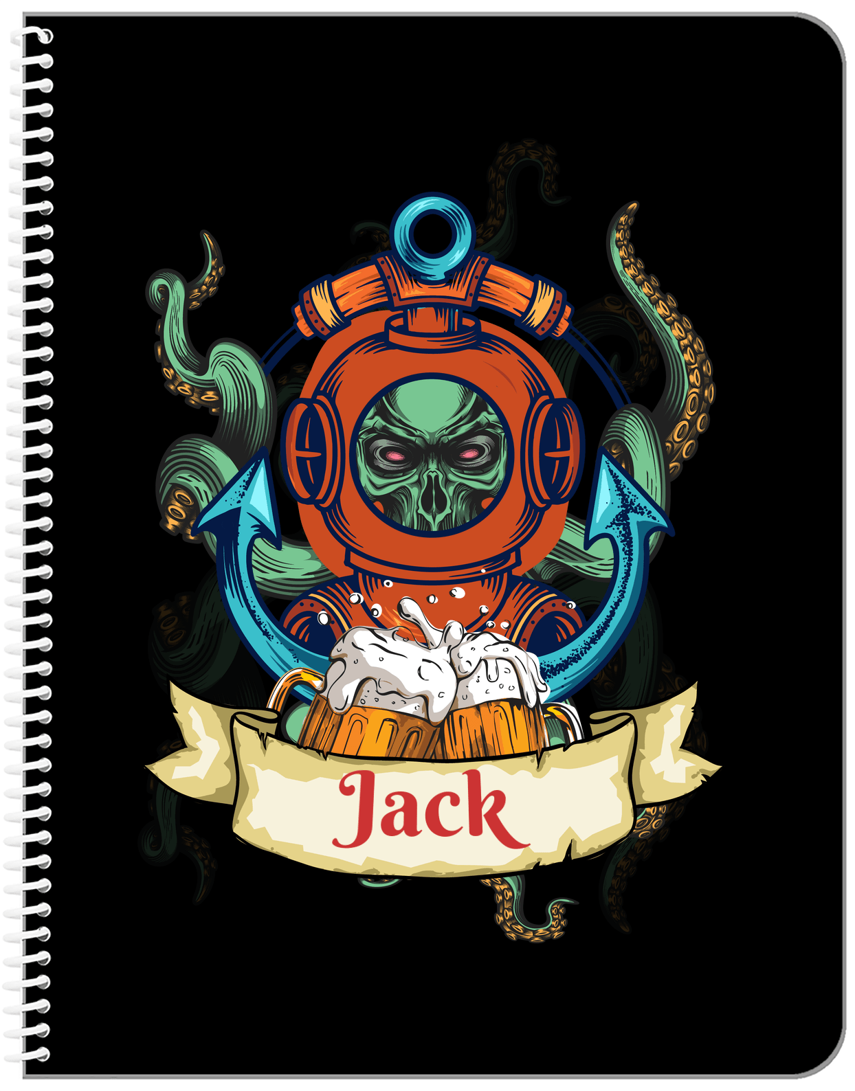 Personalized Pirates Notebook - Diver - Front View