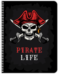 Thumbnail for Personalized Pirates Notebook - Black Background - Front View