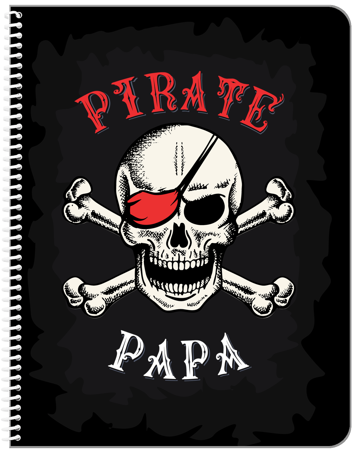Personalized Pirates Notebook - Black Background - Front View