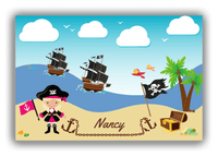 Thumbnail for Personalized Pirate Canvas Wrap & Photo Print V - Blue Background - Blonde Girl with Flag - Front View
