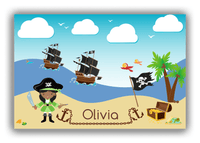 Thumbnail for Personalized Pirate Canvas Wrap & Photo Print VI - Blue Background - Black Girl with Sword - Front View