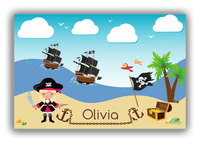 Thumbnail for Personalized Pirate Canvas Wrap & Photo Print VI - Blue Background - Blonde Girl with Sword - Front View