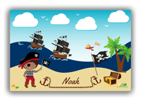 Thumbnail for Personalized Pirate Canvas Wrap & Photo Print VII - Blue Background - Black Boy with Flag - Front View