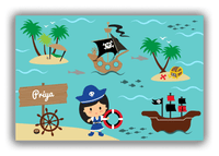 Thumbnail for Personalized Pirate Canvas Wrap & Photo Print IX - Blue Background - Black Hair Girl - Front View