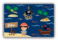 Thumbnail for Personalized Pirate Canvas Wrap & Photo Print X - Blue Background - Black Hair Boy - Front View