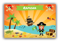 Thumbnail for Personalized Pirate Canvas Wrap & Photo Print XI - Blue Background - Redhead Girl with Flag - Front View