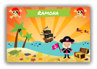 Thumbnail for Personalized Pirate Canvas Wrap & Photo Print XI - Blue Background - Blonde Girl with Flag - Front View