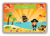 Thumbnail for Personalized Pirate Canvas Wrap & Photo Print XII - Blue Background - Redhead Girl with Sword - Front View