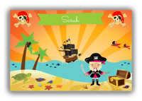 Thumbnail for Personalized Pirate Canvas Wrap & Photo Print XII - Blue Background - Blonde Girl with Sword - Front View
