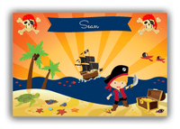 Thumbnail for Personalized Pirate Canvas Wrap & Photo Print XIV - Blue Background - Blond Boy with Sword - Front View