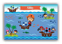 Thumbnail for Personalized Pirate Canvas Wrap & Photo Print XIX - Blue Background - Brunette Girl - Front View