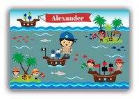 Thumbnail for Personalized Pirate Canvas Wrap & Photo Print XX - Blue Background - Asian Boy - Front View