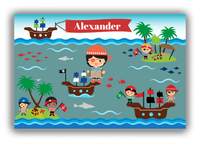 Thumbnail for Personalized Pirate Canvas Wrap & Photo Print XX - Blue Background - Black Hair Boy - Front View