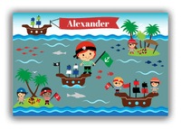 Thumbnail for Personalized Pirate Canvas Wrap & Photo Print XX - Blue Background - Redhead Boy - Front View