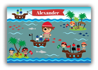 Thumbnail for Personalized Pirate Canvas Wrap & Photo Print XX - Blue Background - Brown Hair Boy - Front View