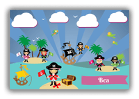 Thumbnail for Personalized Pirate Canvas Wrap & Photo Print XXI - Blue Background - Asian Girl with Flag - Front View