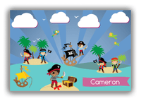 Thumbnail for Personalized Pirate Canvas Wrap & Photo Print XXIV - Blue Background - Black Boy with Sword - Front View