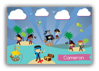 Thumbnail for Personalized Pirate Canvas Wrap & Photo Print XXIV - Blue Background - Black Hair Boy with Sword - Front View