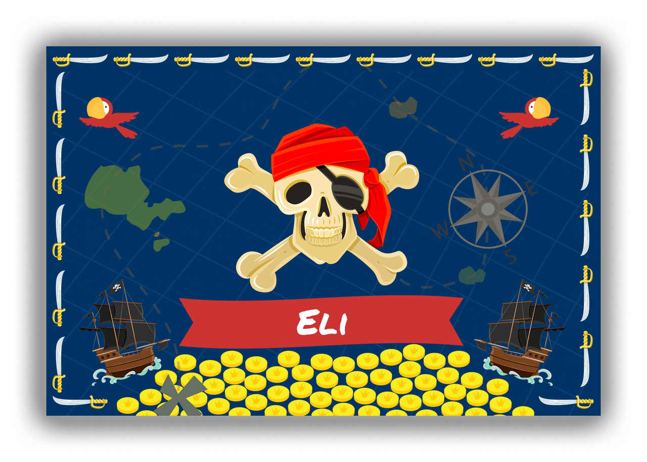 Personalized Pirate Canvas Wrap & Photo Print XXVII - Blue Background - Red Bandana - Front View