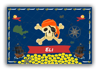 Thumbnail for Personalized Pirate Canvas Wrap & Photo Print XXVII - Blue Background - Orange Bandana - Front View