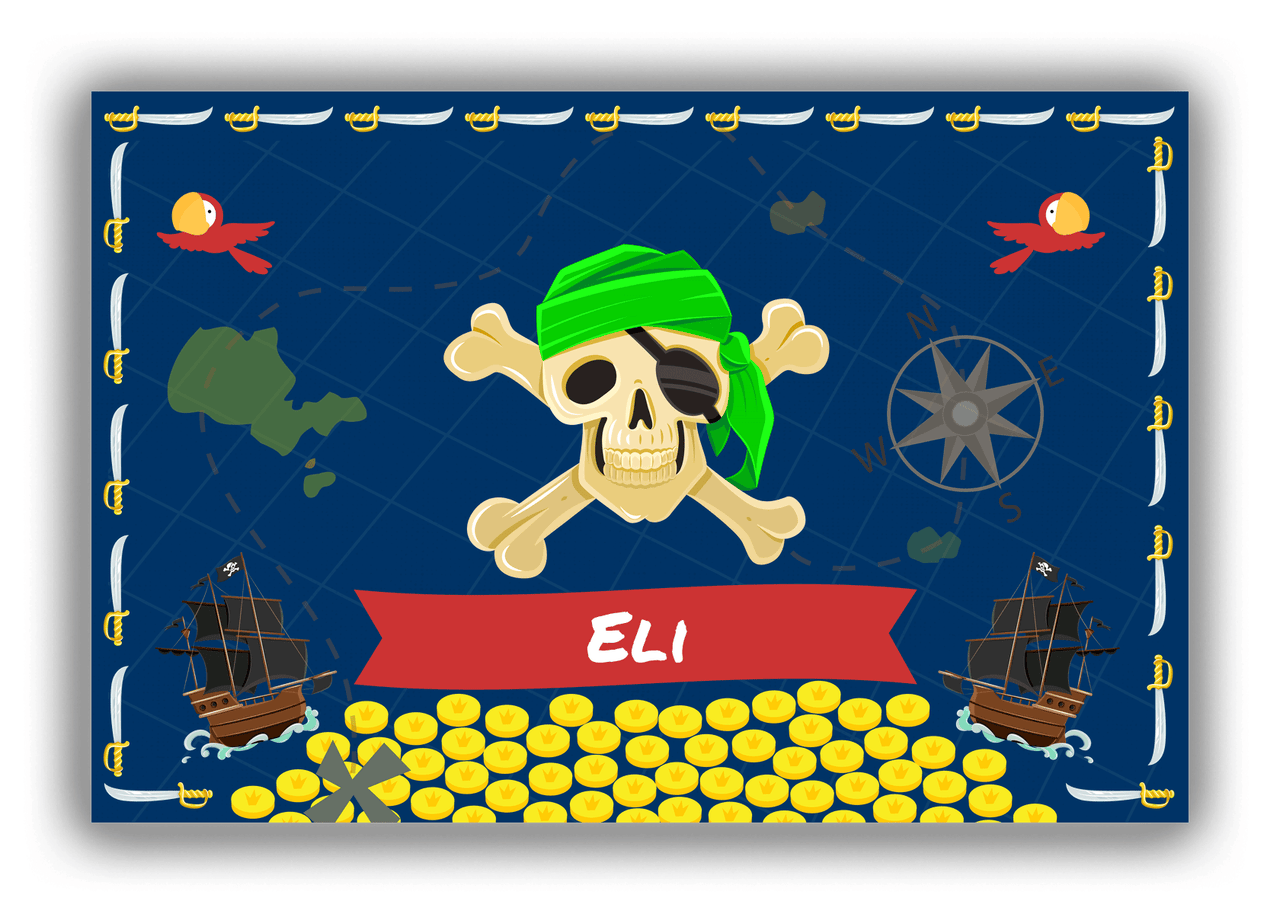 Personalized Pirate Canvas Wrap & Photo Print XXVII - Blue Background - Green Bandana - Front View