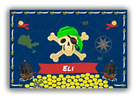 Thumbnail for Personalized Pirate Canvas Wrap & Photo Print XXVII - Blue Background - Green Bandana - Front View
