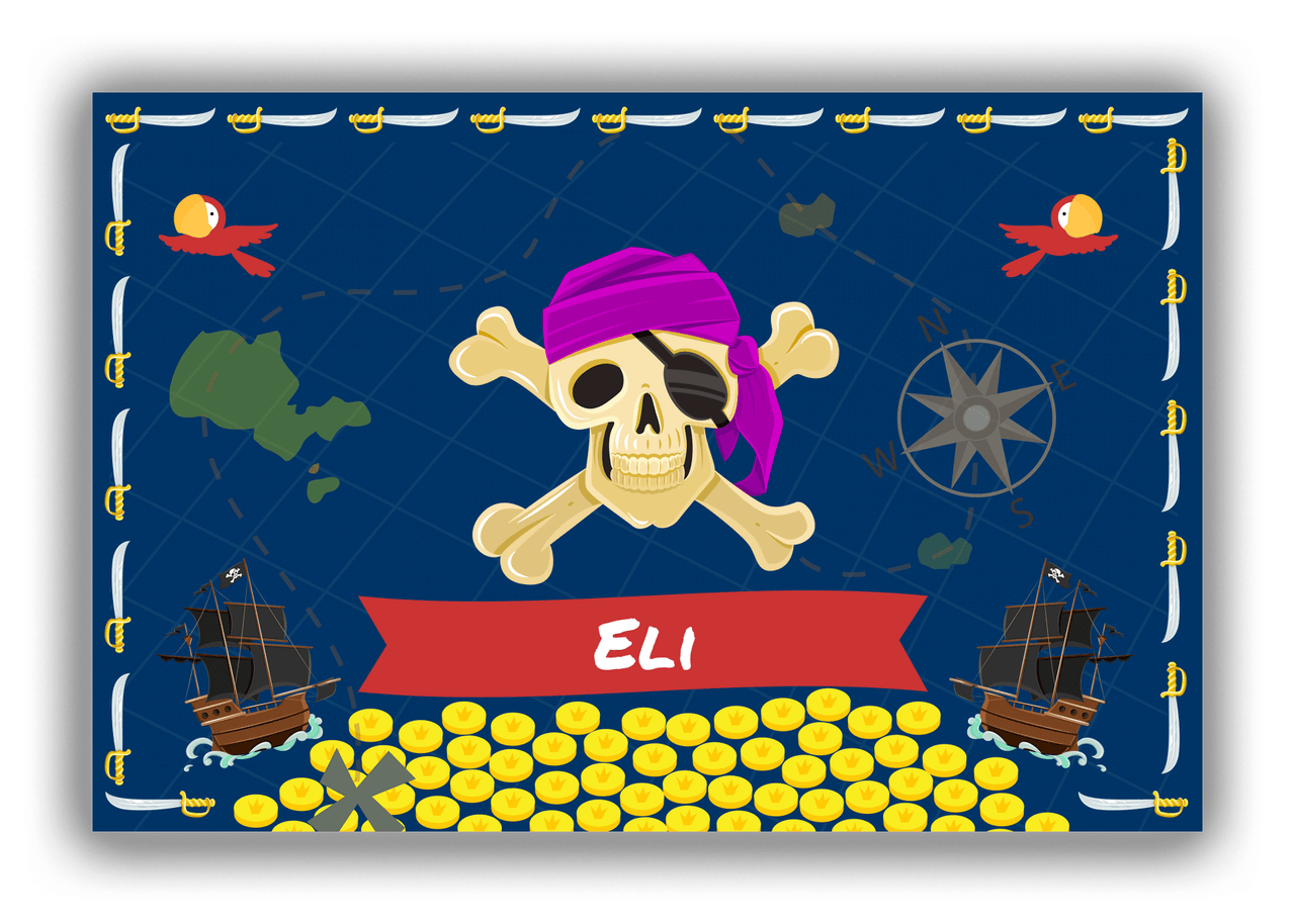 Personalized Pirate Canvas Wrap & Photo Print XXVII - Blue Background - Purple Bandana - Front View