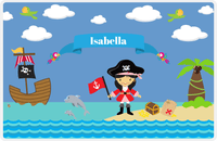 Thumbnail for Personalized Pirate Placemat - Girl Pirate with Flag I - Asian Girl -  View