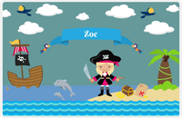 Thumbnail for Personalized Pirate Placemat - Girl Pirate with Sword I - Blonde Girl -  View