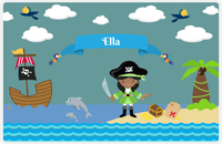 Thumbnail for Personalized Pirate Placemat - Girl Pirate with Sword I - Black Girl -  View
