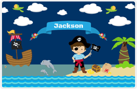 Thumbnail for Personalized Pirate Placemat - Boy Pirate with Flag I - Brown Hair Boy -  View