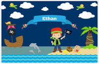 Thumbnail for Personalized Pirate Placemat - Boy Pirate with Flag I - Redhead Boy -  View