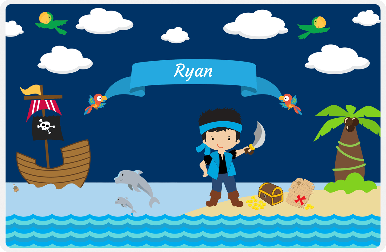 Personalized Pirate Placemat - Boy Pirate with Sword I - Asian Boy -  View