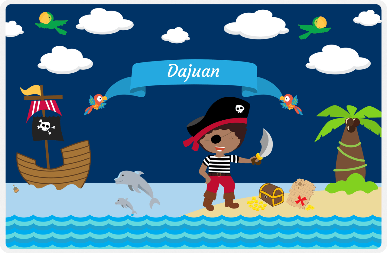 Personalized Pirate Placemat - Boy Pirate with Sword I - Black Boy -  View