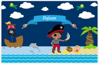 Thumbnail for Personalized Pirate Placemat - Boy Pirate with Sword I - Black Boy -  View