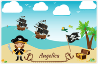 Thumbnail for Personalized Pirate Placemat - Girl Pirate with Sword II - Brunette Girl -  View