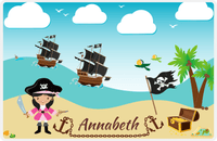 Thumbnail for Personalized Pirate Placemat - Girl Pirate with Sword II - Black Hair Girl -  View