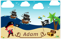 Thumbnail for Personalized Pirate Placemat - Boy Pirate with Flag II - Blond Boy -  View