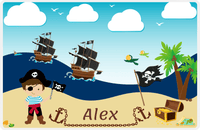 Thumbnail for Personalized Pirate Placemat - Boy Pirate with Flag II - Brown Hair Boy -  View
