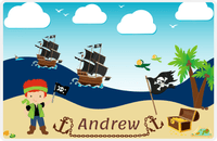 Thumbnail for Personalized Pirate Placemat - Boy Pirate with Flag II - Redhead Boy -  View
