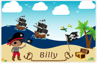 Thumbnail for Personalized Pirate Placemat - Boy Pirate with Flag II - Black Boy -  View