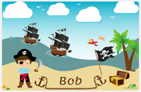 Thumbnail for Personalized Pirate Placemat - Boy Pirate with Sword II - Brown Hair Boy -  View