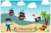 Thumbnail for Personalized Pirate Placemat - Boy Pirate with Sword II - Black Hair Boy -  View