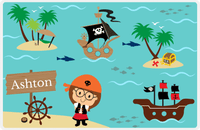 Thumbnail for Personalized Pirate Placemat - Girl Pirate III - Brunette Girl -  View