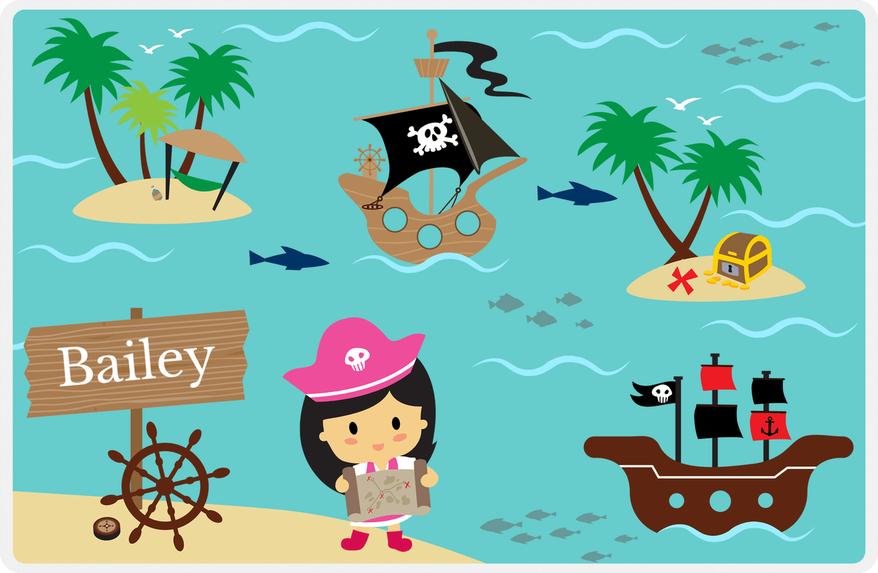 Personalized Pirate Placemat - Girl Pirate III - Asian Girl -  View