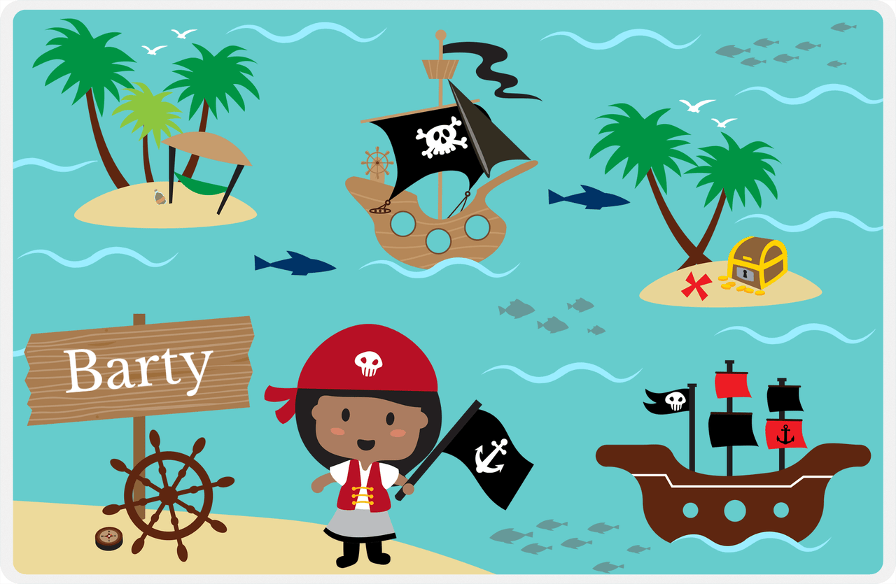 Personalized Pirate Placemat - Girl Pirate III - Black Girl -  View