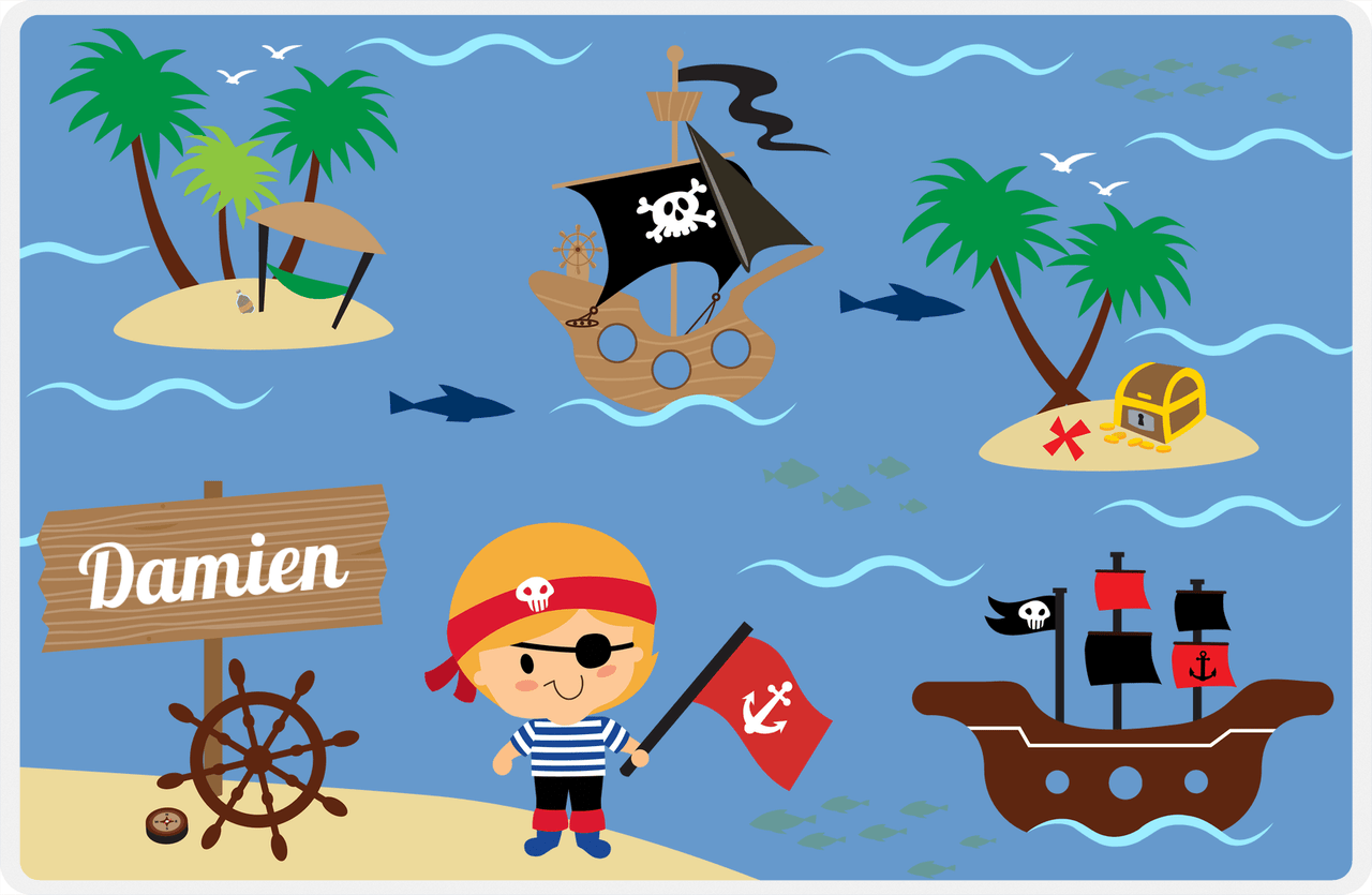 Personalized Pirate Placemat - Boy Pirate III - Blonde Boy -  View