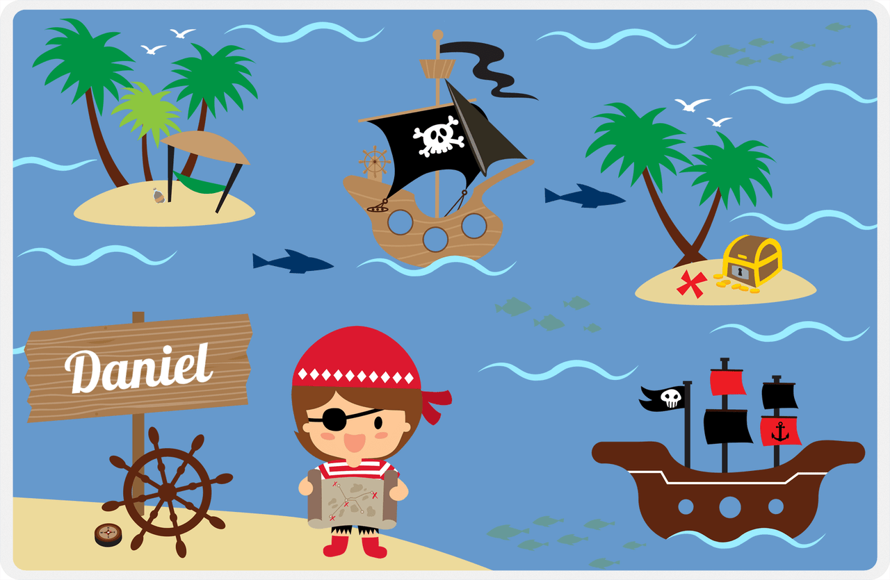 Personalized Pirate Placemat - Boy Pirate III - Brown Hair Boy -  View