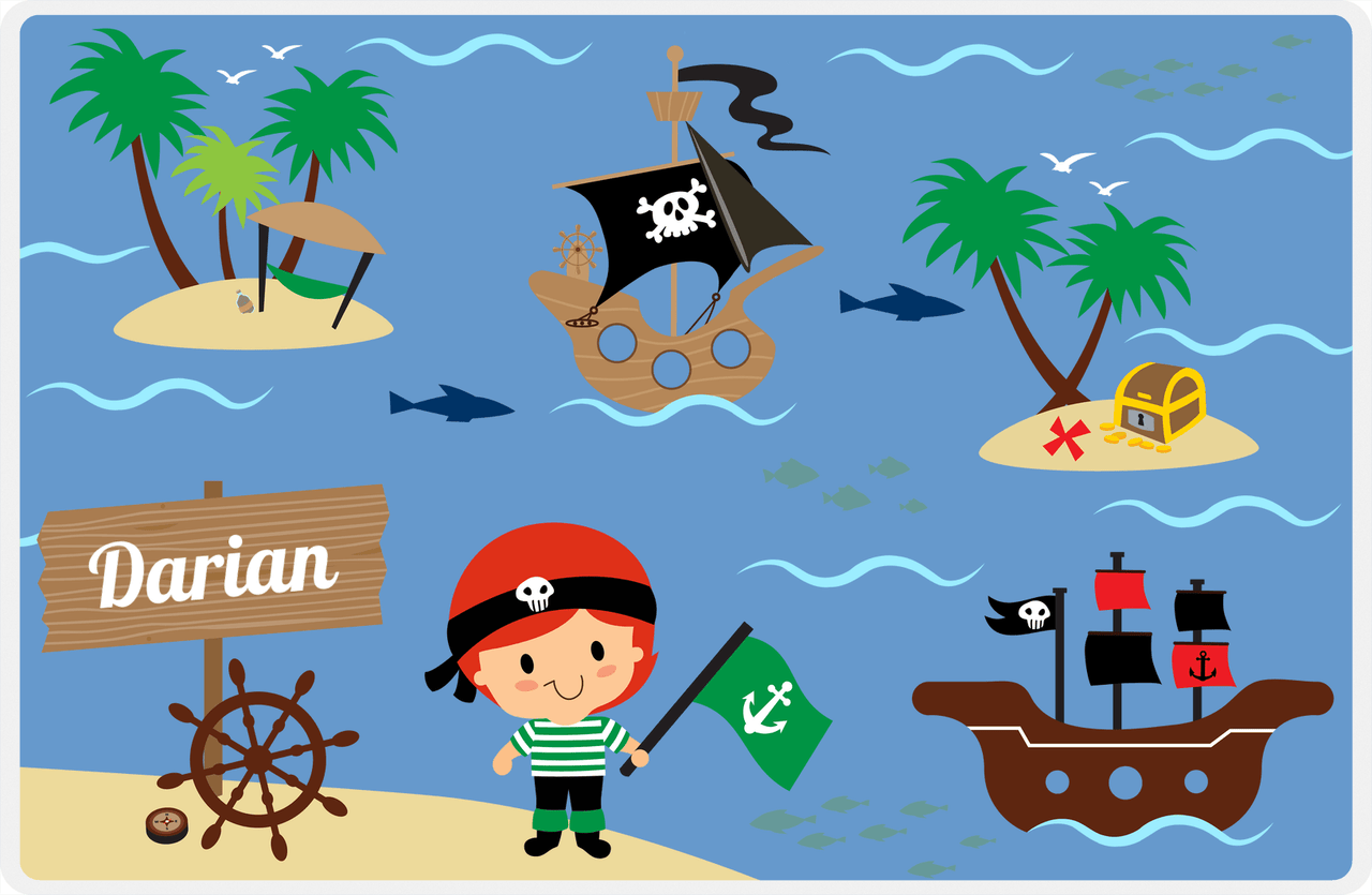 Personalized Pirate Placemat - Boy Pirate III - Redhead Boy -  View