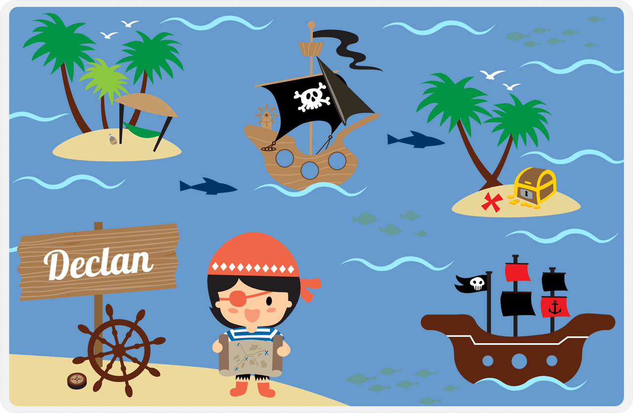 Personalized Pirate Placemat - Boy Pirate III - Black Hair Boy -  View